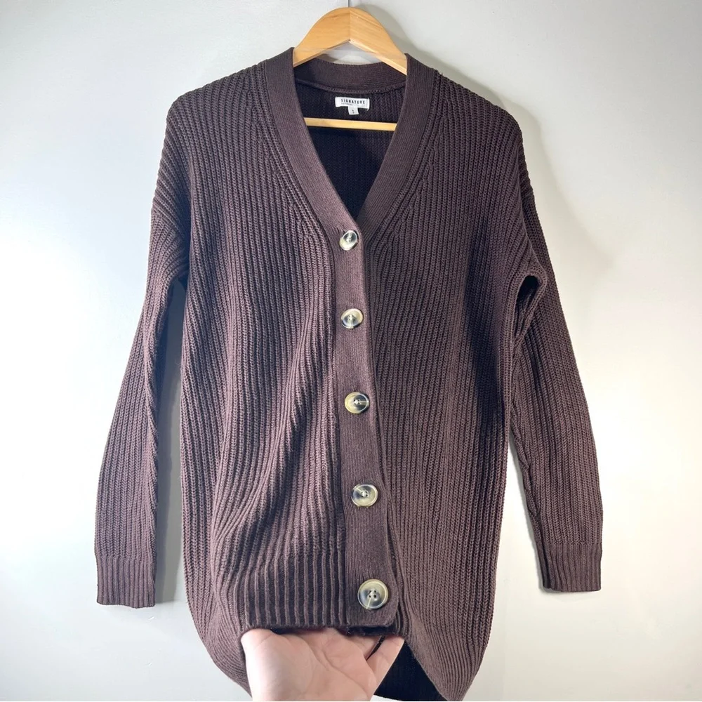 Reitmans Cardigan Brown Chunky Ribbed Knit Oversized Size Small Cottagecore - Picture 5 of 9